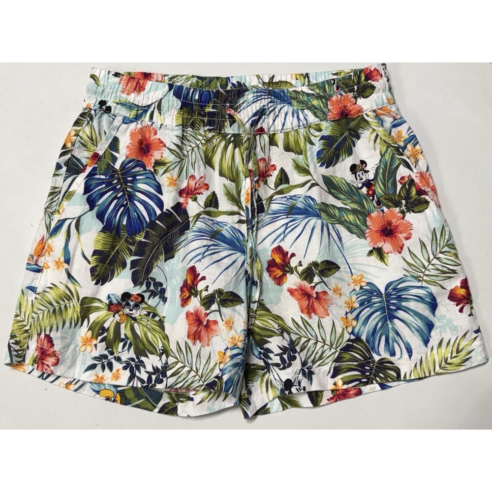 Tommy Bahama x Disney Jungle Jubilee Linen Shorts Women's XS Mickey & Minnie EUC